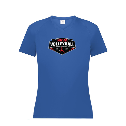 [2792.060.XS-LOGO1] Ladies Smooth Sport V-Neck T-Shirt (Female Adult XS, Royal, Logo 1)