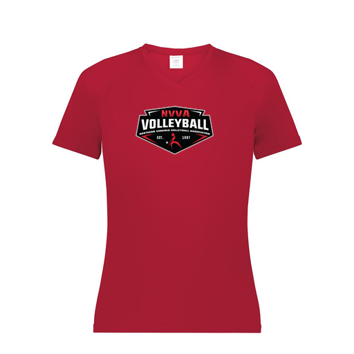 [2792.083.XS-LOGO1] Ladies Smooth Sport V-Neck T-Shirt (Female Adult XS, Red, Logo 1)