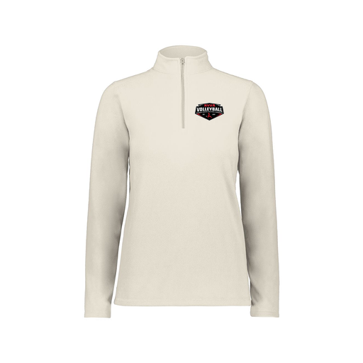 [6864.53T.XS-LOGO1] Ladies MicroFleece 1/4 Zip Pullover (Female Adult XS, White, Logo 1)