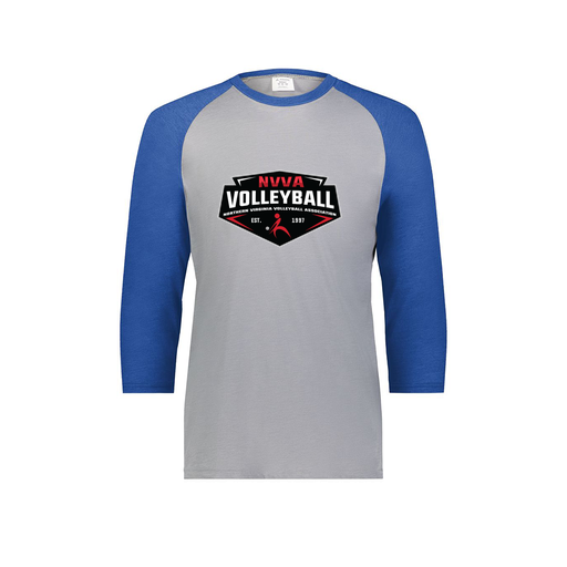 [6879.28V.S-LOGO1] Men's Vintage 3/4 Sleeve T-Shirt (Adult S, Royal, Logo 1)