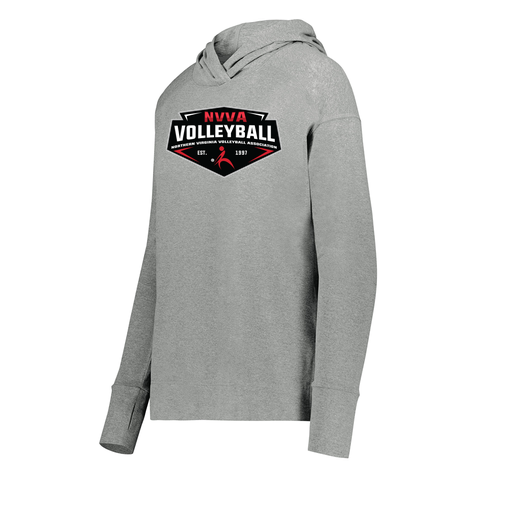 [222798-SIL-FAXS-LOGO1] Ladies Ventura Thin Knit Hoodie (Female Adult XS, Silver, Logo 1)